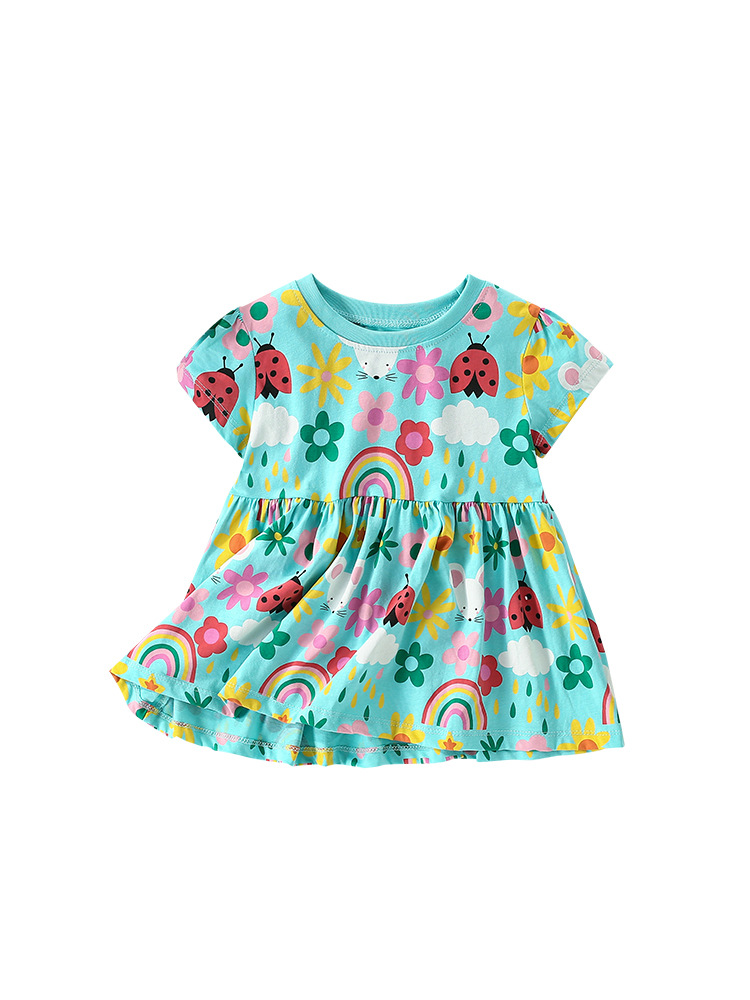 Malwee niñas falda swing top verano nuevos niños europeos y americanos casual manga corta estilo occidental niña camiseta