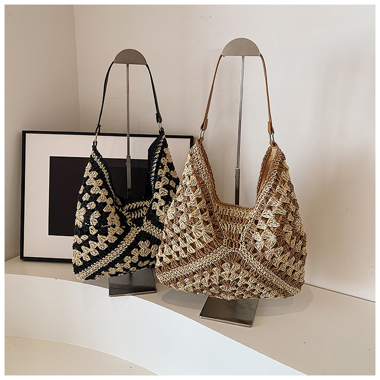 Retro ethnic capacious universal fashionable straw one-shoulder bag