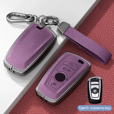 Car key bag | Series X2 X3 X4 X5 X6 - model-d-square-smart-4-button-no-standard-model-xiaguang-purple-hardware-bracelet-single-shell