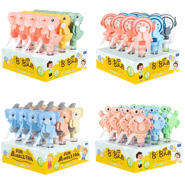 New cartoon hand pressure bubble fan blowing bubble machine summer outdoor mini fan gift toys wholesale cross-border