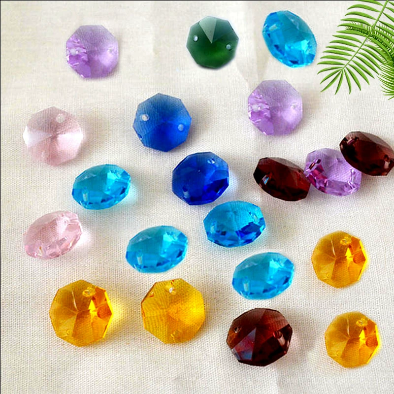 DIY красочная хрустальная восьмиугольная бусина, занавеска для двери, хрустальные осветительные аксессуары, вестибюль отеля, свадебное украшение, свободные бусины