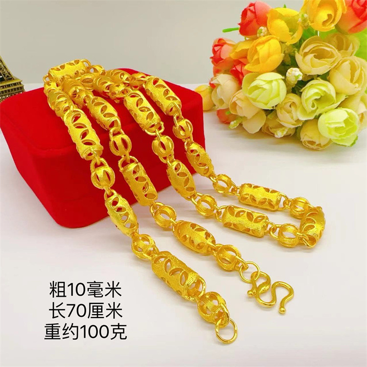 黄铜镀金 男士项链 空心橄榄项链 拉丝橄榄链饰品批发 厂家直销