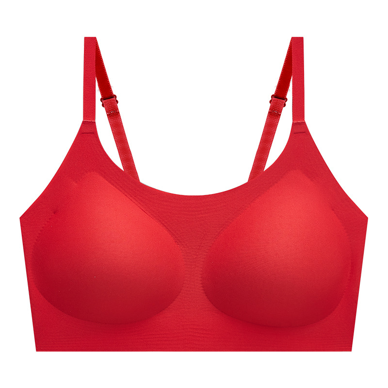 Ropa interior delgada sin marcas para mujeres Pequeño pecho grande sin anillo de acero de elevación de soporte superior ventilado sujetador de pecho fijo taza hermosa espalda