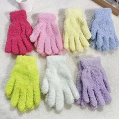 工場卸売り冬のベルベット手袋女性韓国版サンゴパイル分指手袋キャンディー色自転車保温防寒