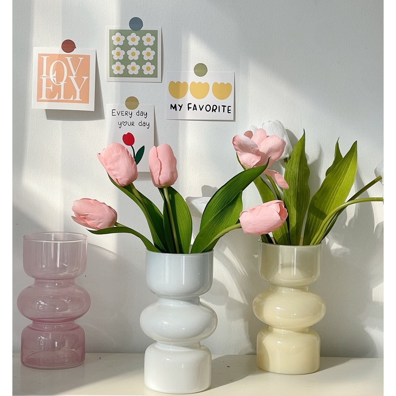 ins风网红小众轻奢玻璃花瓶 客厅插花透明水养高级感装饰花瓶摆件