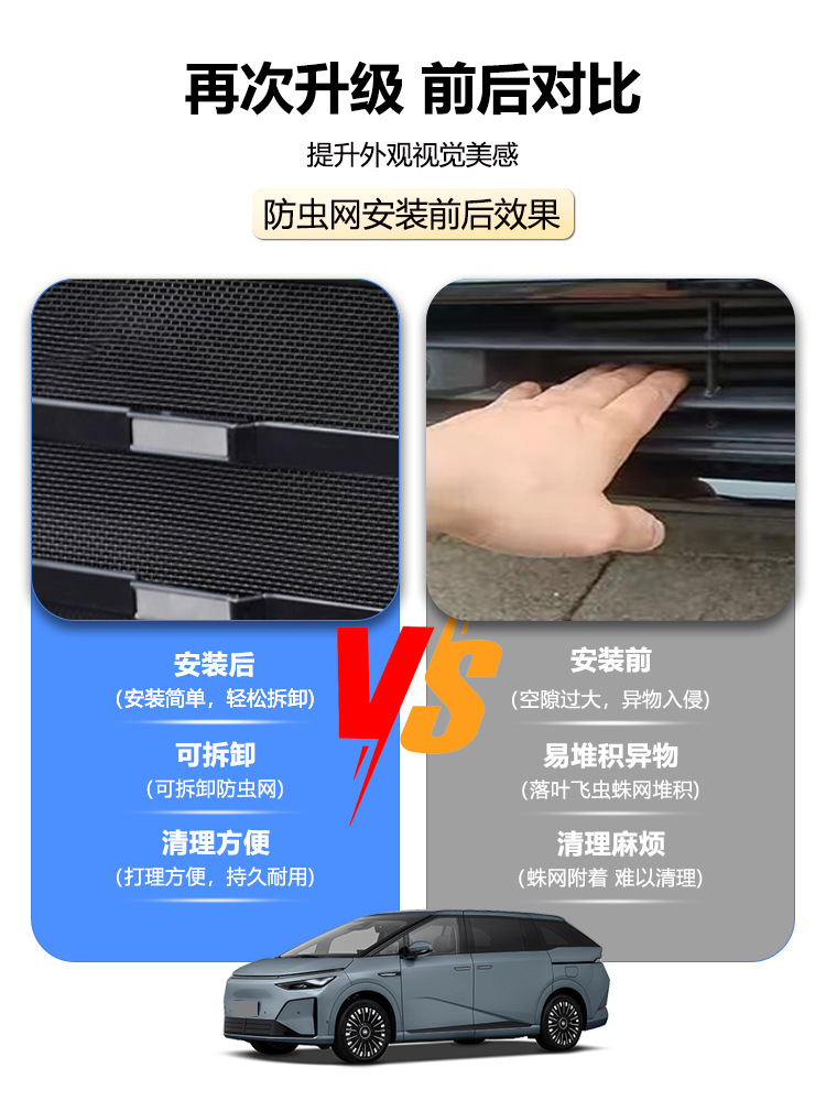 Suitable for 26 Models of Xpeng X9 Insect-Proof Net Front Grille Water Tank Protective Cover Anti-Insect and Anti-Lint Modification Accessories