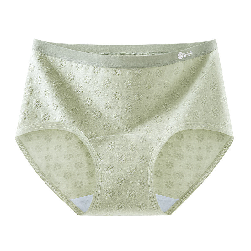 2024 nuevo estilo de algodón puro 7A, entrepierna de algodón inhibitoria y alargada, jacquard de cintura media de grado médico, ropa interior de mujer transpirable y sin costuras