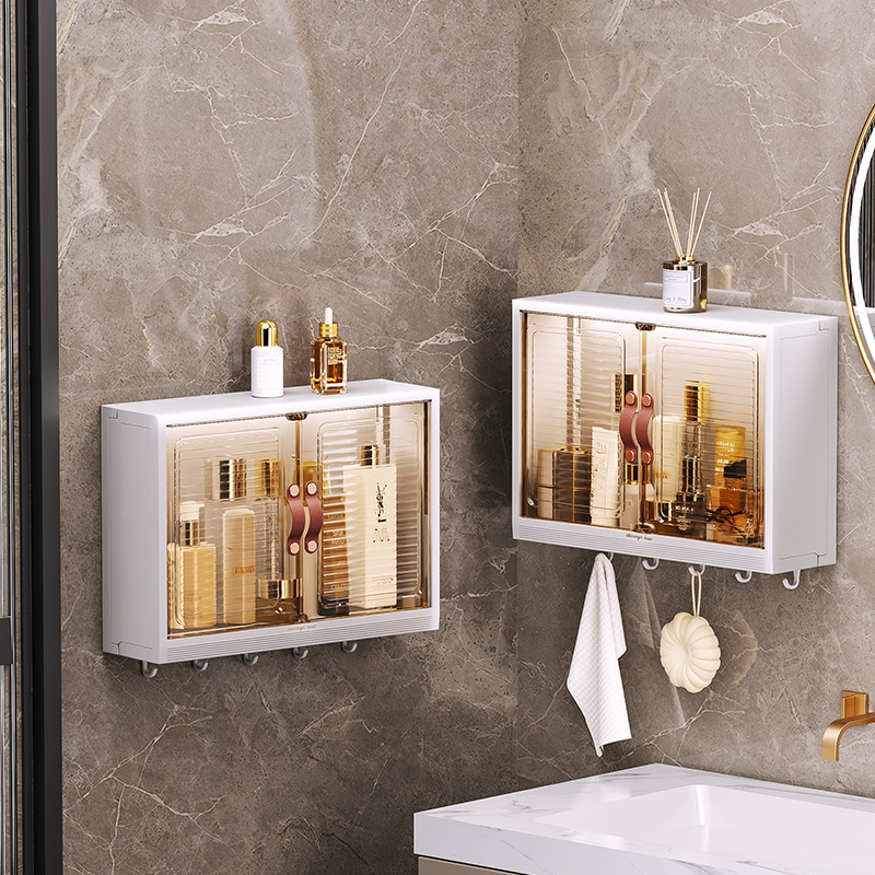 No-Drill Bathroom Shelf Toilet Wall-Mounted Washstand Cosmetics Wall-Mounted Storage Box Cabinet