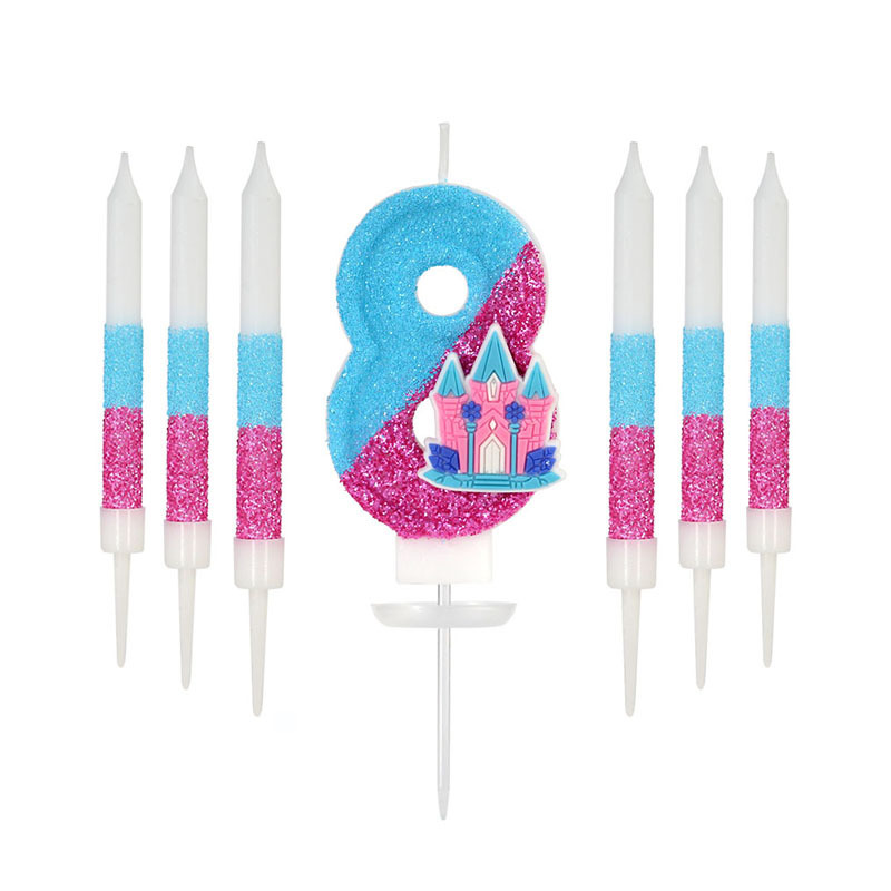 新套装蜡烛6+1吊卡城堡数字套装蜡烛创意生日蜡烛亚马逊热销货源|undefined