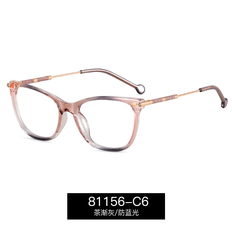 81156 gafas anti-luz azul personales de gran marco para mujeres TR marco de metal de resorte marco óptico de bisagra Europa y América transfronterizos