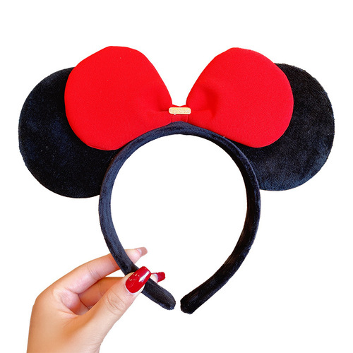 Adorable Mickey and Minnie Headband with Sparkling Butterfly Bow Hair Accessory for Adults and Children