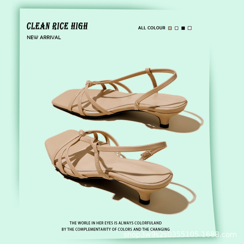 Khaki Cat-Heel Sandals for Women 2026 New Model Exquisite Outdoor Fashion High-End Style Thin Strap Elegant Square-Toe High Heels Khaki Cat-Heel Sandals for Women 2026 New Model Exquisite Outdoor Fashion High-End Style Thin Strap Elegant Square-Toe High Heels
