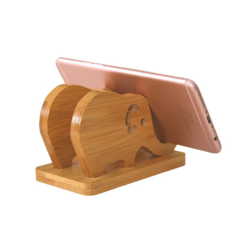 Soporte para teléfono/tablet de bambú, diseño creativo y cómodo, base estable, venta directa de fábrica
