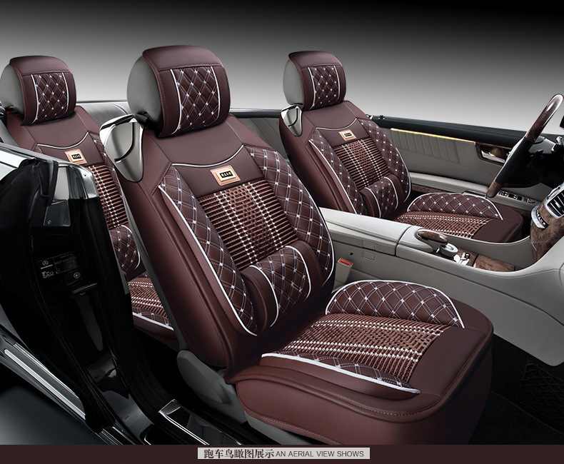 Cross-border Foreign Trade Surrounded Four Seasons General Leather Car Cushion Summer Ice Silk Car Seat Cover Five-seat Car Cool Mat