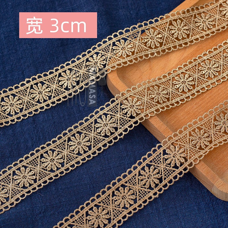 hilo de oro bordado soluble en agua rosa oro encaje encaje DIY ropa hecha a mano lolita accesorios fabricantes al por mayor