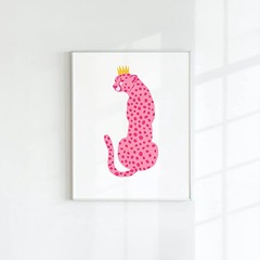 粉色英文笑臉粉紅豹無框帆布畫 跨境熱賣沙發背景牆裝飾海報掛畫