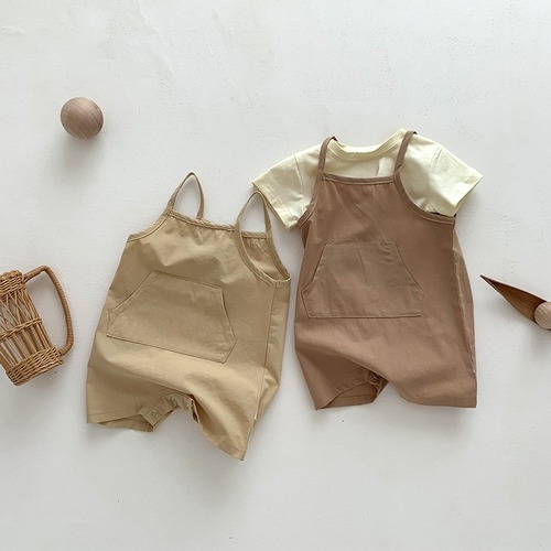 Baby Boys' and Girls' Summer Set with Two-Piece Tank Tops and Climbing Suit, Cute One-Piece Harness Pants Set