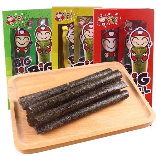 Thailand Imported Internet Celebrity Snack, Boss's Little Guys, Slightly Sweet and Crispy Seaweed Sheet Rolls, Classic Original Flavor Boxed 27g