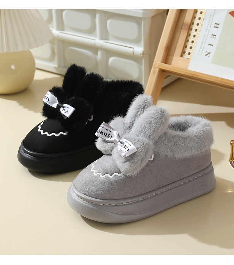 2023 Autumn and Winter New Snow Boots with Plush Insulation on The Outside, Thick Soles, Plush Plush Snow Shoes, Couple Cotton Shoes_voghion.com