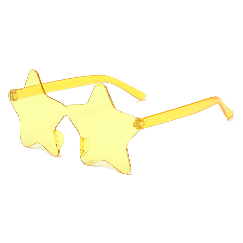 Juxin transfronteriza nueva personalidad color caramelo sin marco estrella gafas de sol fiesta fiesta extraña de cinco puntas de una pieza image 16