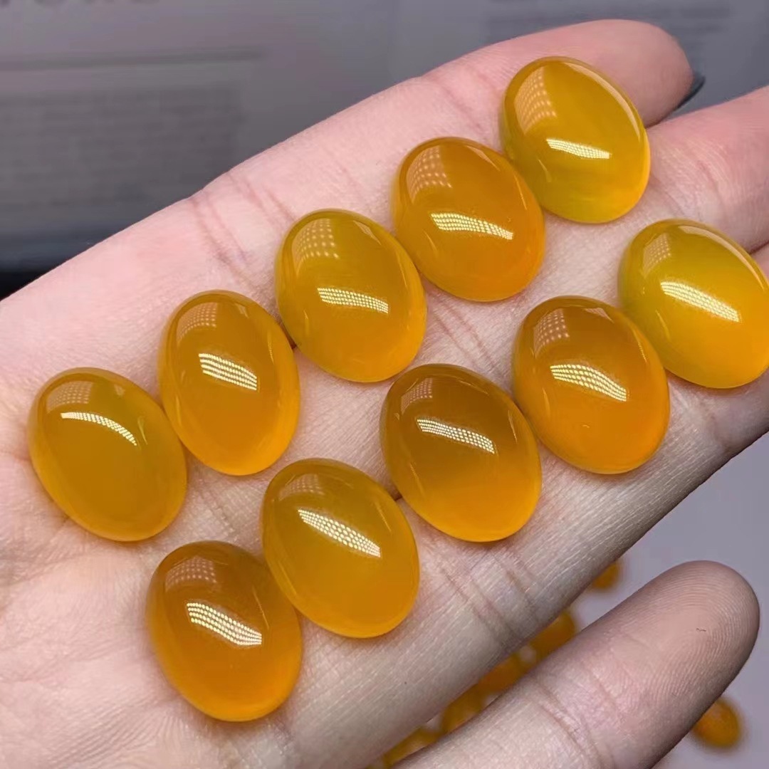 天然黄玉髓玛瑙戒面红玉髓玛瑙椭圆形蛋面水滴形贴片批发晶体通透