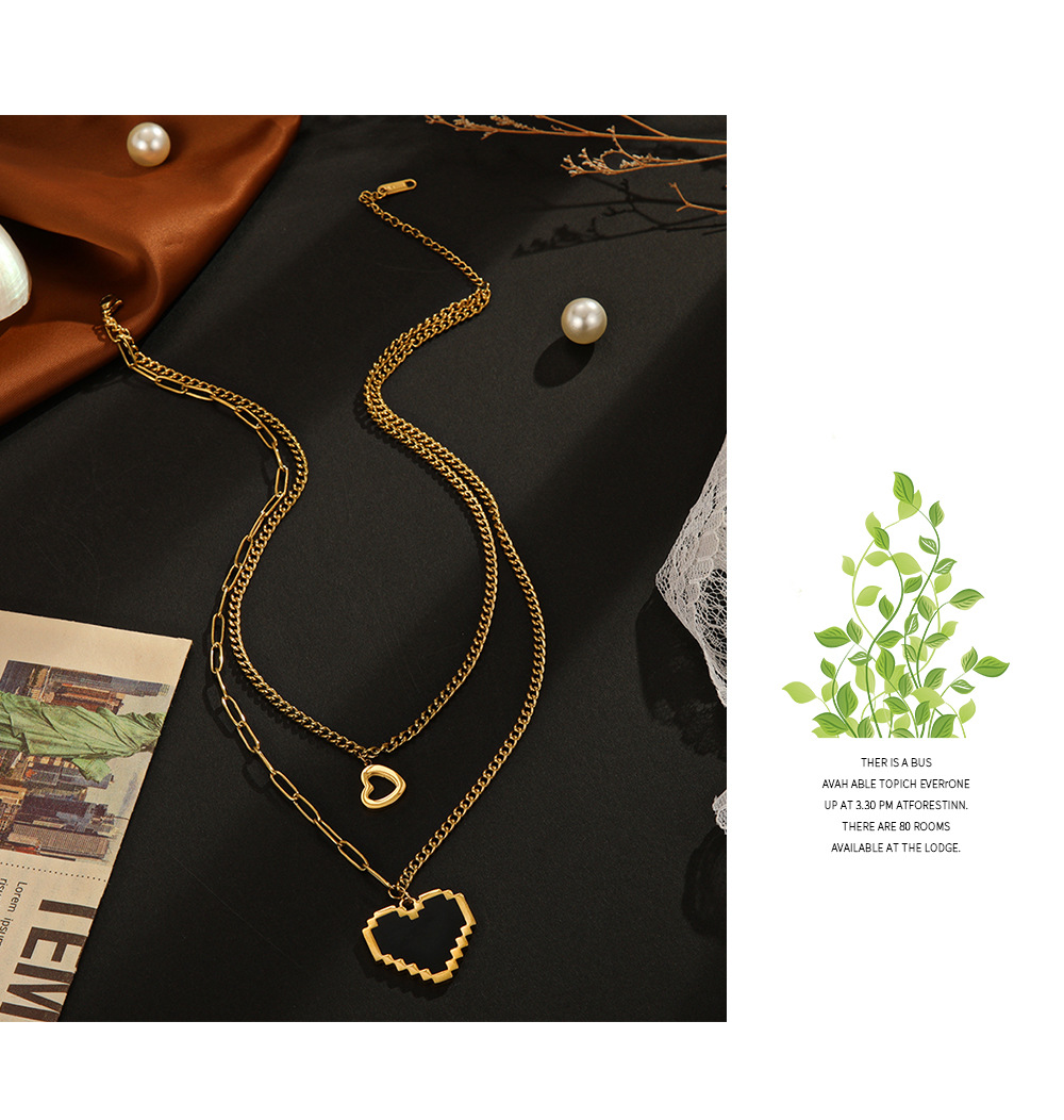 Fashion Heart Shape Stainless Steel Plating Layered Necklaces