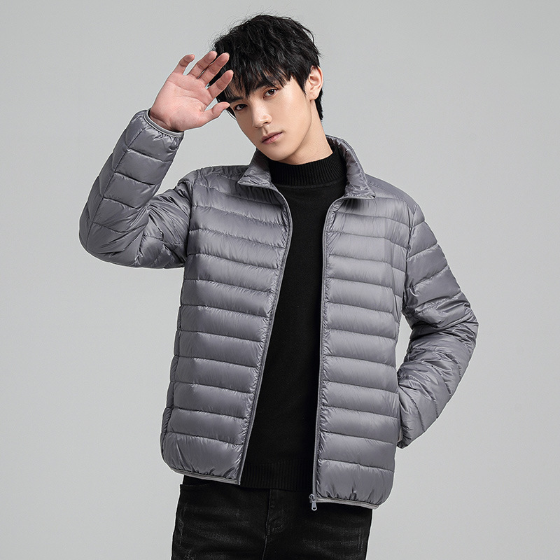 Youjia Clothing Lightweight down Jacket Men's Short Autumn and Winter Stand Collar 90 White Duck down Fashion Slim Warm Jacket