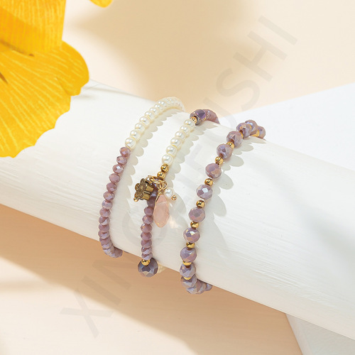 Fresh Girl Heart Series Crystal Bead Bracelet Fashion Pendant Bangle Bracelet for Women, Minimalist Forest System Bracelet Manufacturer