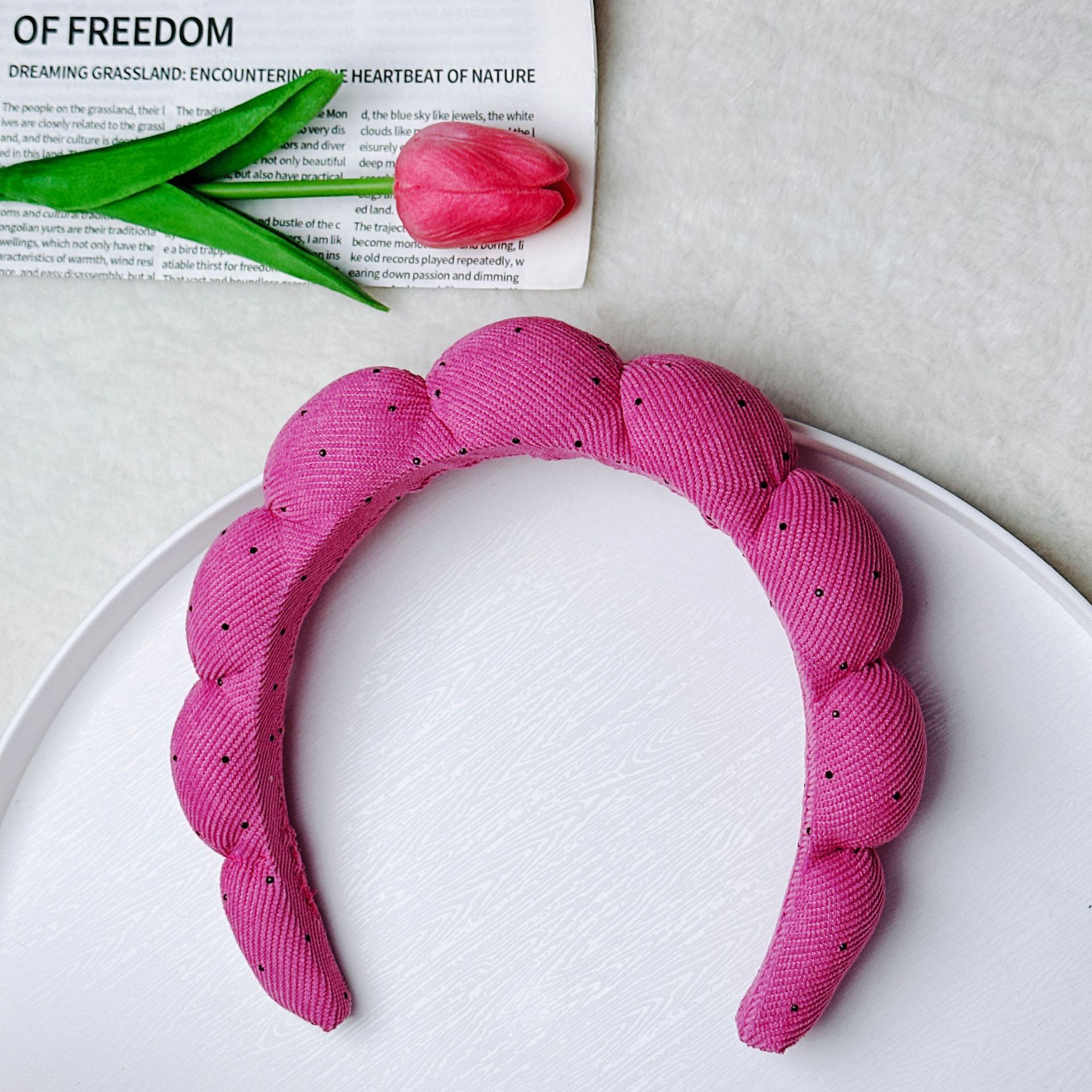 Diadema de Esponja tipo Nube de Tela para Lavado de Cara