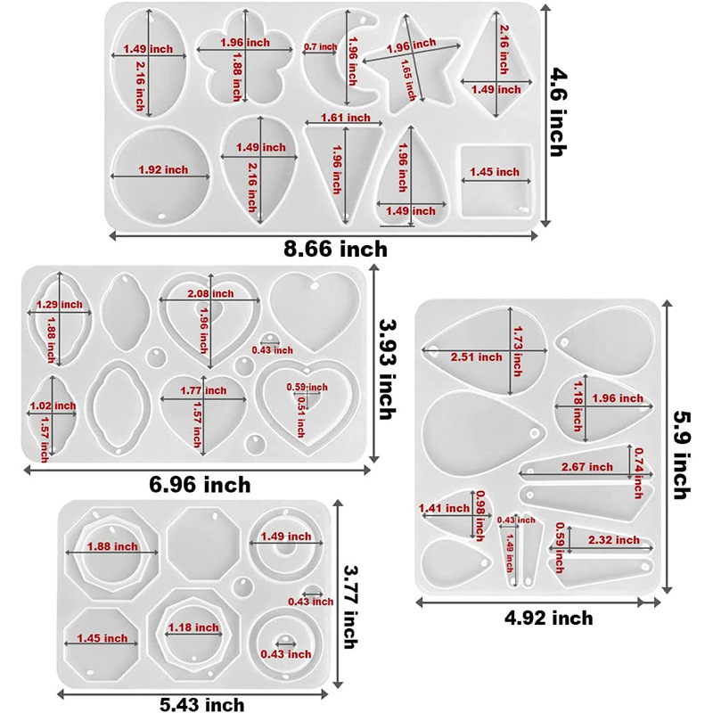 廠家新品環氧樹脂水晶滴膠多款耳釘飾品掛件耳環吊墜硅膠模具
