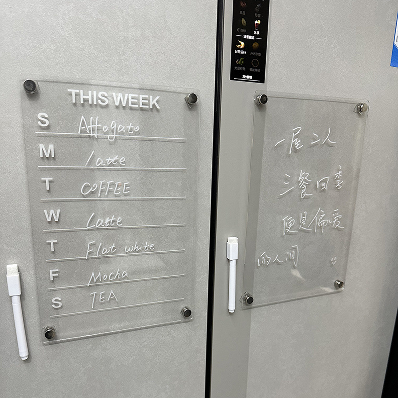 Refrigerador acrílico transparente imán tablero de mensajes tabla de calendario semanal lista de memorándum con bolígrafo en la puerta magnética TYmy