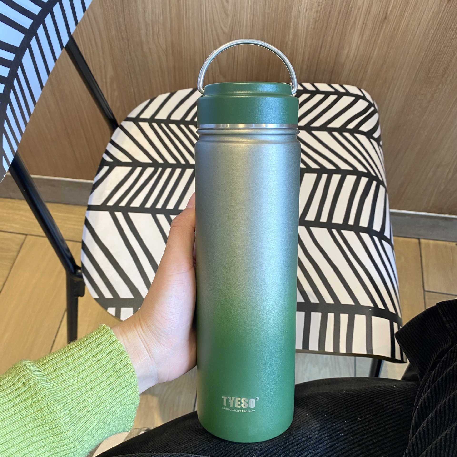 Taishuo Nuevo gradiente de metal natural recta Taza de vacío de acero inoxidable taza valor de la cara de gran capacidad estudiante portátil Taza de agua