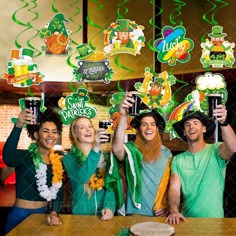 Día de San Patricio transfronterizo decoración espiral de decoración de fiesta de vacaciones irlandés enano adorno colgante