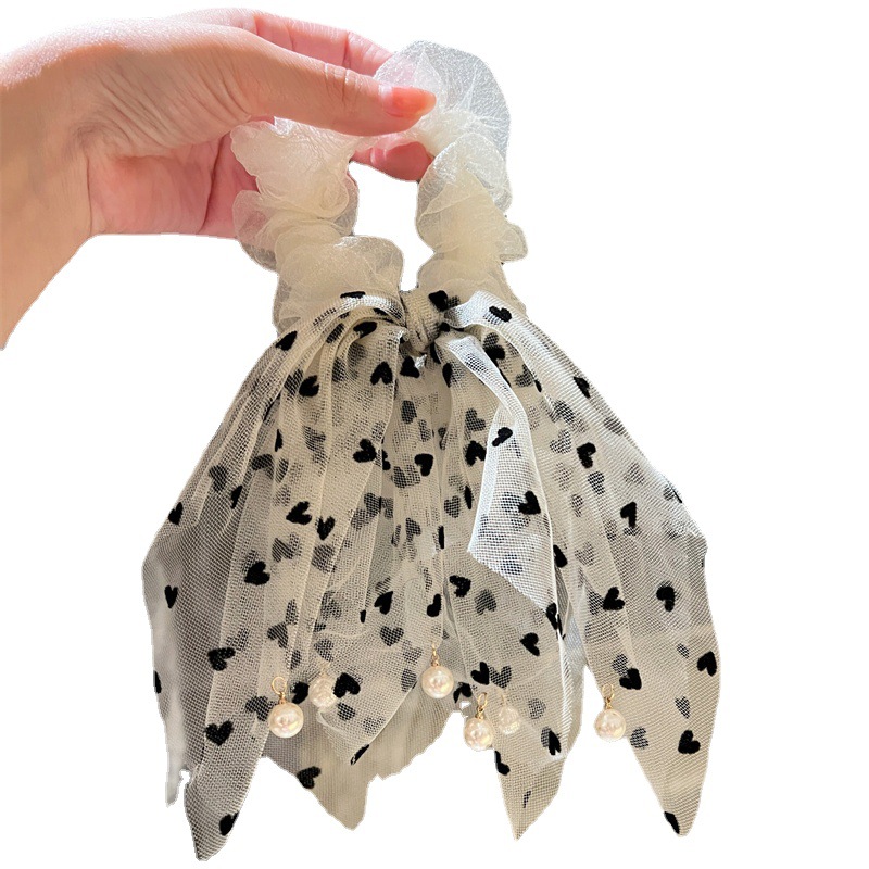 Arco de mariposa tocado de perlas de bordilla hilo de malla de cabello de bolas de cuero cabelludo cuerdas de cabello correa de mujer