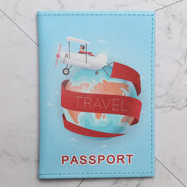 环游世界地图护照保护套 创意旅行护照夹PU护照套收纳包Passport