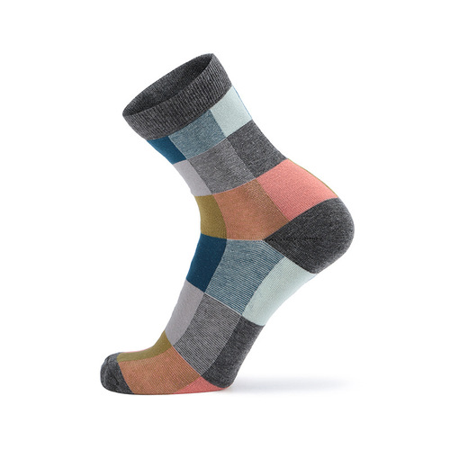 Men's colorful grid socks, men's socks, cotton Korean style, cotton socks, colorful grid, cotton mid-calf socks, classic grid socks for men