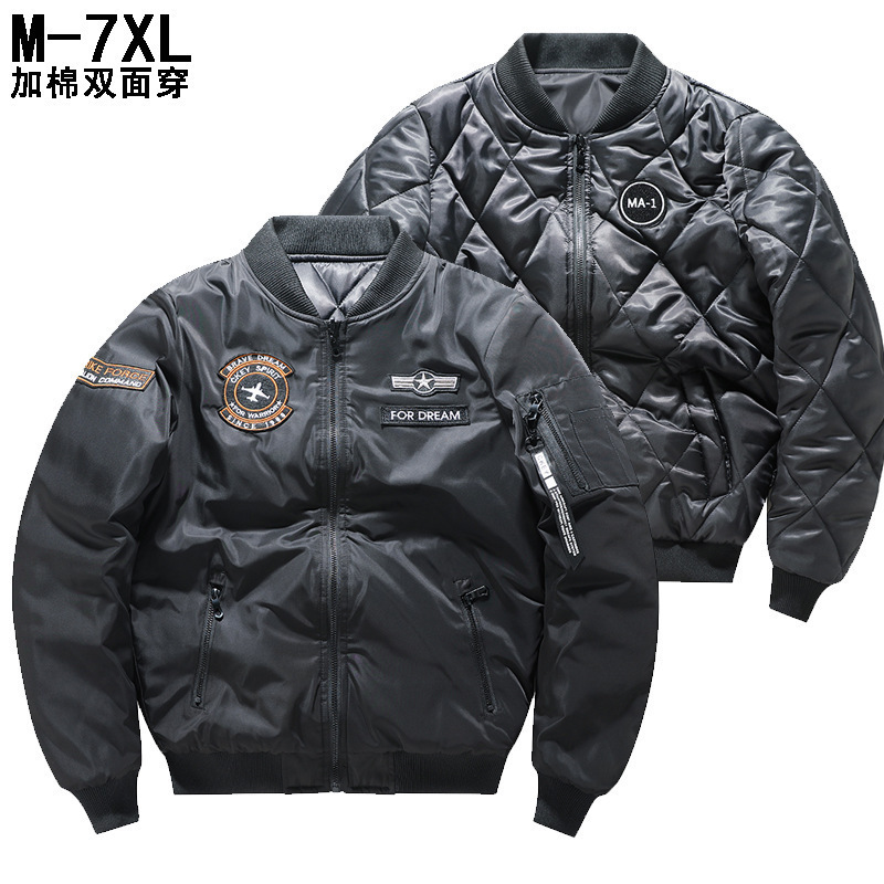 Men's double-sided flying jacket cotton-padded coat pilot jacket thickened plus size military outdoor down cotton baseball uniform fashion