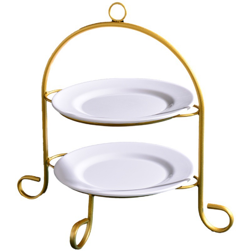 Mesa de postres multicapa, soporte para pasteles, soporte de exhibición de té de la tarde de doble capa de estilo europeo, bandeja para pasteles, bandeja de decoración de bocadillos frescos pequeños image 6