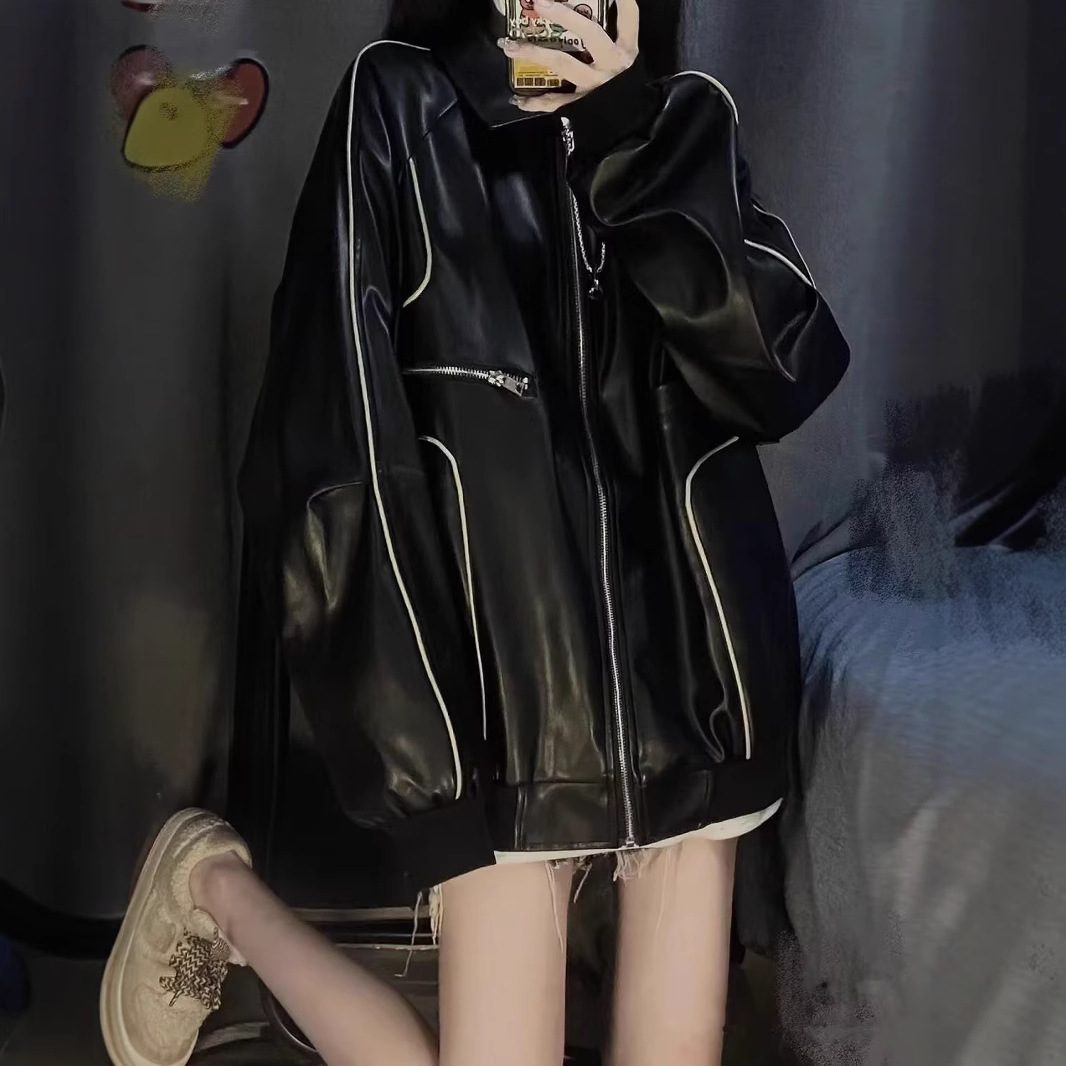 Padrino chaqueta de cuero de locomotora de gran tamaño nicho, chaqueta de cuero de guangzhou, chaqueta de cuero retro americana.