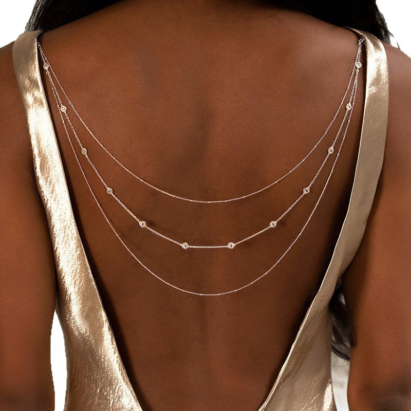 Temperamento transfronterizo minimalista multi-capas de cadena de cuerpo simple cadena de moda europea y americana sexy bikini joyas de cadena de espalda image 6