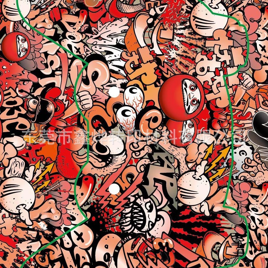 涂鸦水转印膜纸   设计水披覆膜纸  涂鸦水印纸 国外图案水印膜