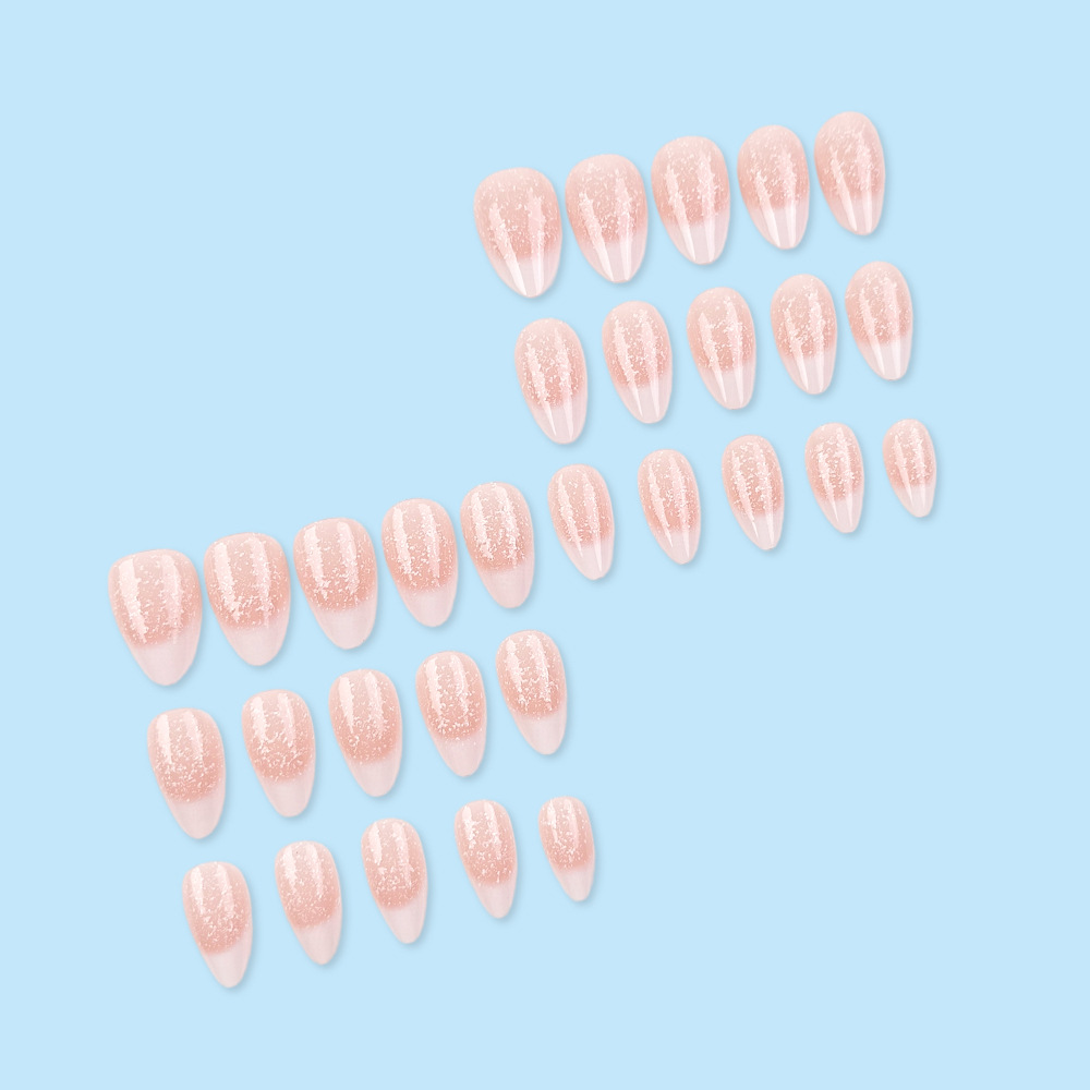Comercio exterior suave brillo francés de uñas ins simple polvo desnudo blanqueador de uñas 30 piezas de parche de uñas mezcla lotes