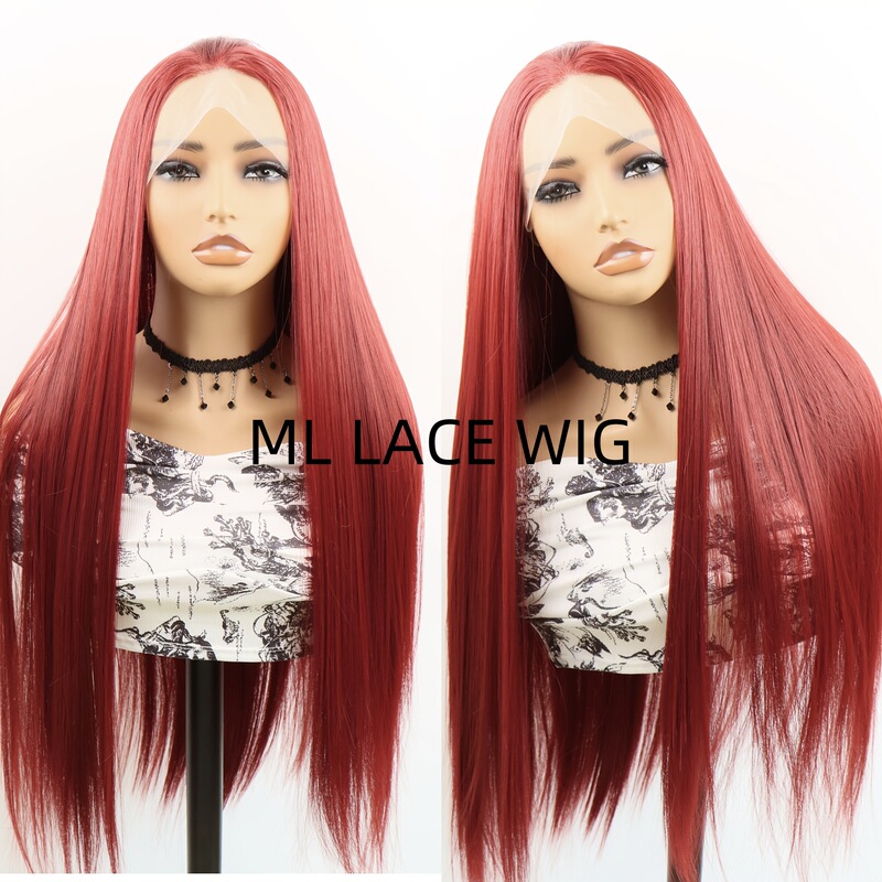 Women's 24 inch synthetic high temperature fiber basic straight 150% density 13x 4 lace area suitable for everyone