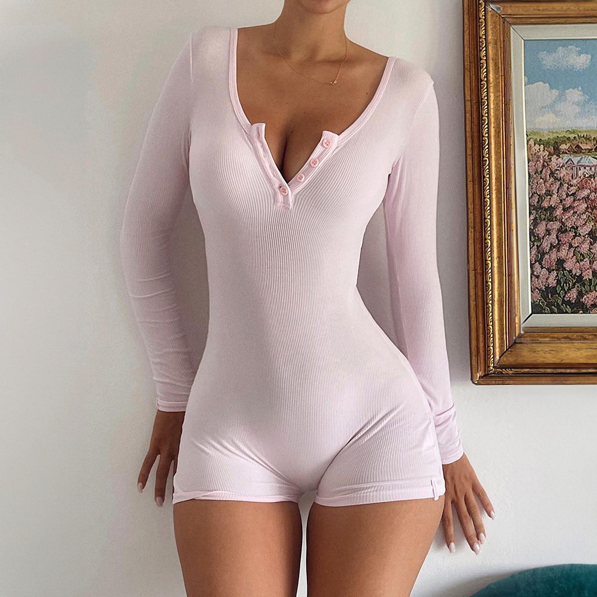Kaikuo Yoga deportivo de color sólido pantalones cortos de mangas largas monje de mujer 2025 otoño y invierno Amazon estación independiente