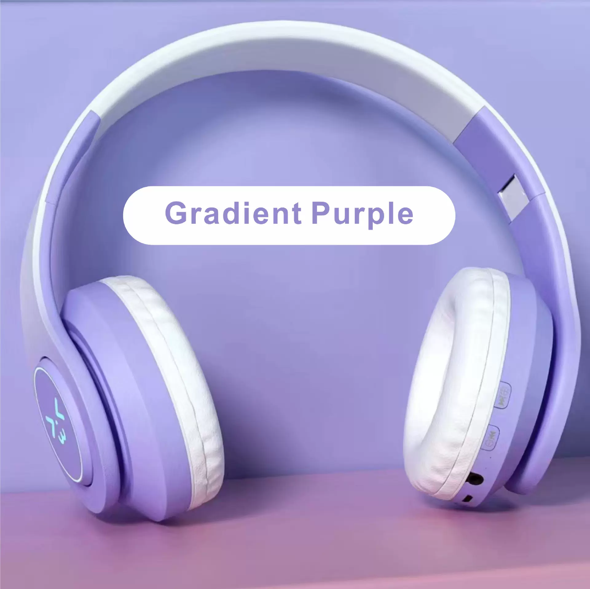 渐变新工艺渐变色LED发光全包耳无线头戴式蓝牙耳机电脑有线耳麦