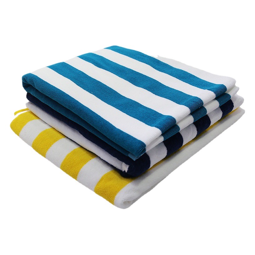 Toalla de baño a rayas teñida en hilo de algodón transfronterizo Toalla de playa de secado rápido absorbente de gran tamaño engrosada Toalla de baño suave fábrica al por mayor
