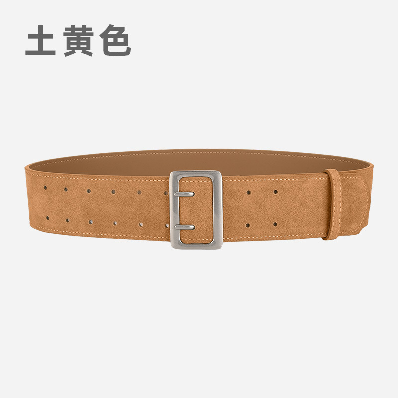 Niche Retro Matte Wide Waist Belt For Women Genuine Leather Elegant Fashion High-End Belt Accessory For Dresses - Thumbnail 8