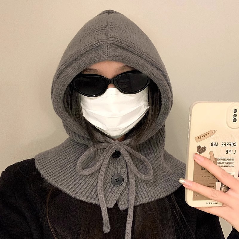 バラクラファー帽子女性秋冬保温ニット帽子マフラー一体帽子付きマフラーマフラーマフラーマフラー|undefined