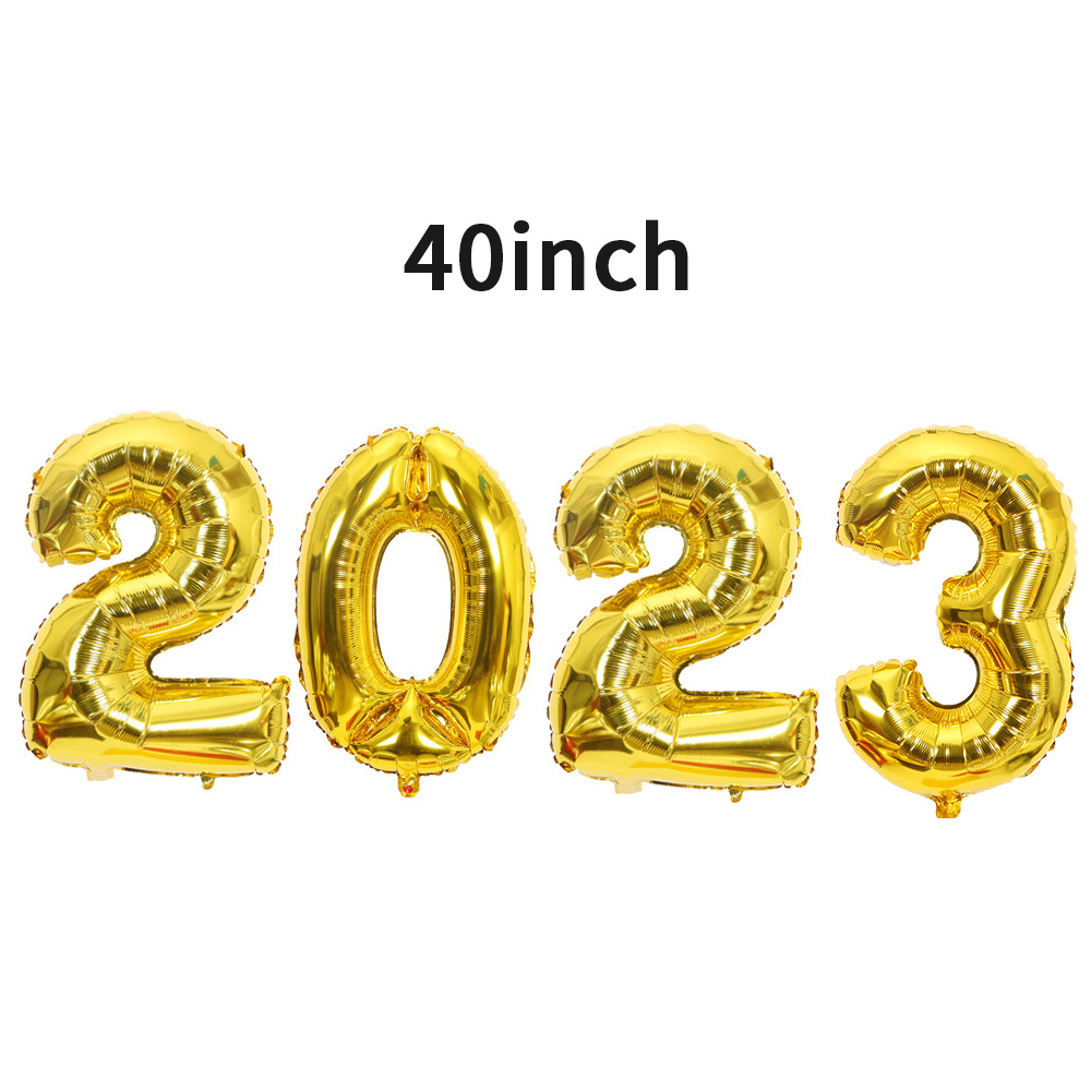 New Year Festival Number Pattern New Year Number Aluminum Film Party Balloons 4 Pieces