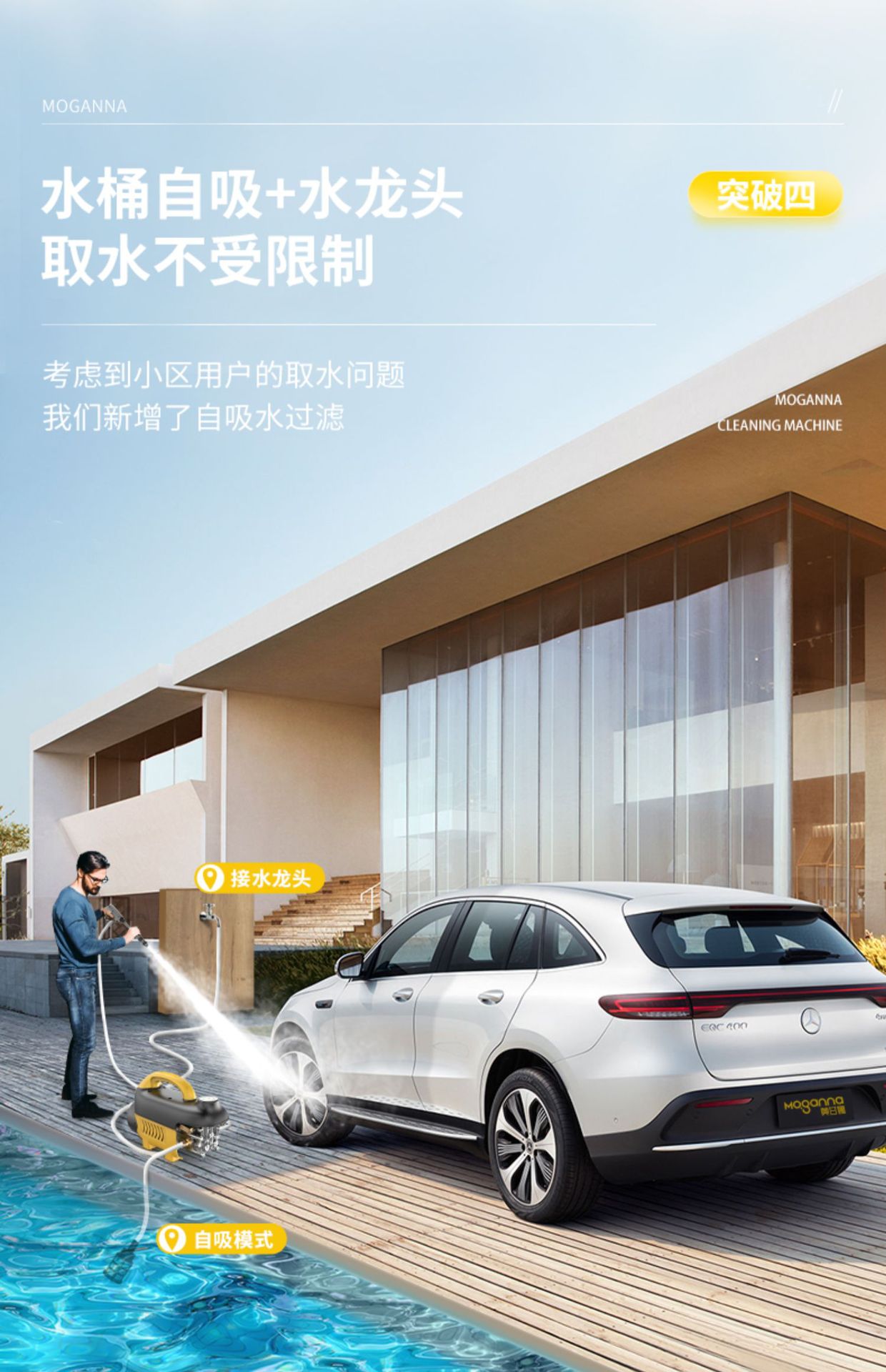 Suitable for Car Washing Machine 220V High-Power Cleaning Machine Supercharged Water Gun Car Household High-Pressure Powerful Floor Washing Artifact
